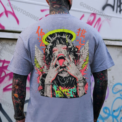 Crazy Angel Girl Print Men's T-Shirt