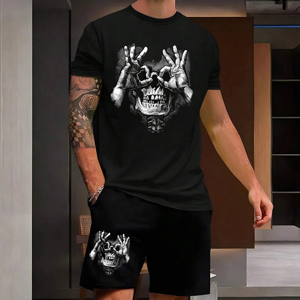 Skull With OK Print Men's Suit