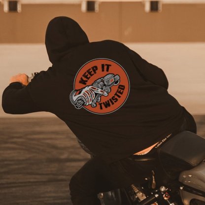 KEEP IT TWISTED Motor Head Graphic Black Print Hoodie