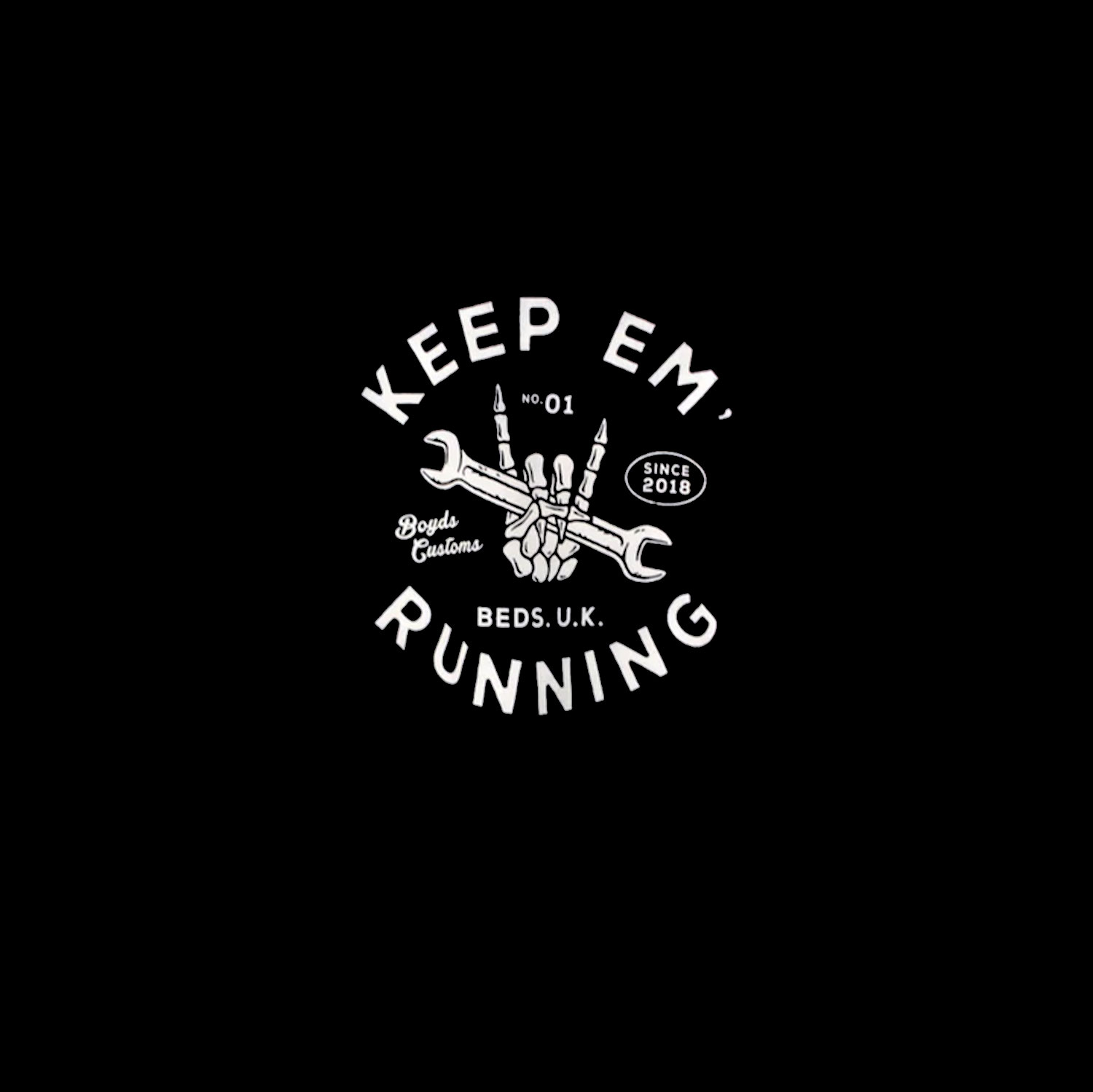 KEEP EM RUNNING Bone Hand Carrying Motor Handles Black Print Hoodie
