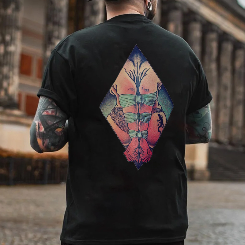 A Sexy Lady with Her Hands Tied Print T-shirt