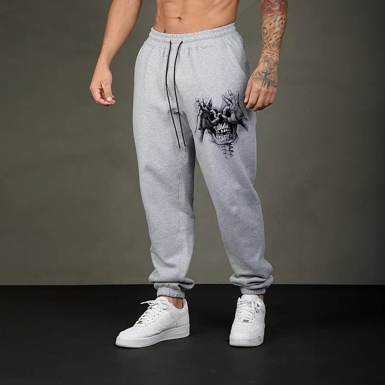 Skull with OK Gesture Men's Print Sweatpants