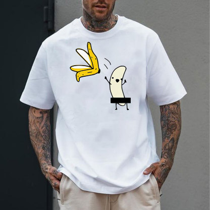 A Peeled Banana Sexy Cartoon White Print T-Shirt