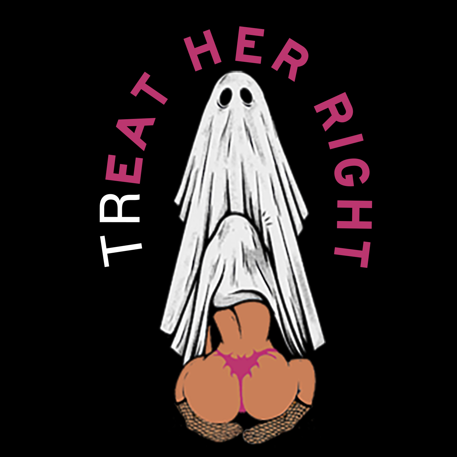 TREAT HER RIGHT Sexy Lady Ghost Graphic Casual Black Print T-shirt