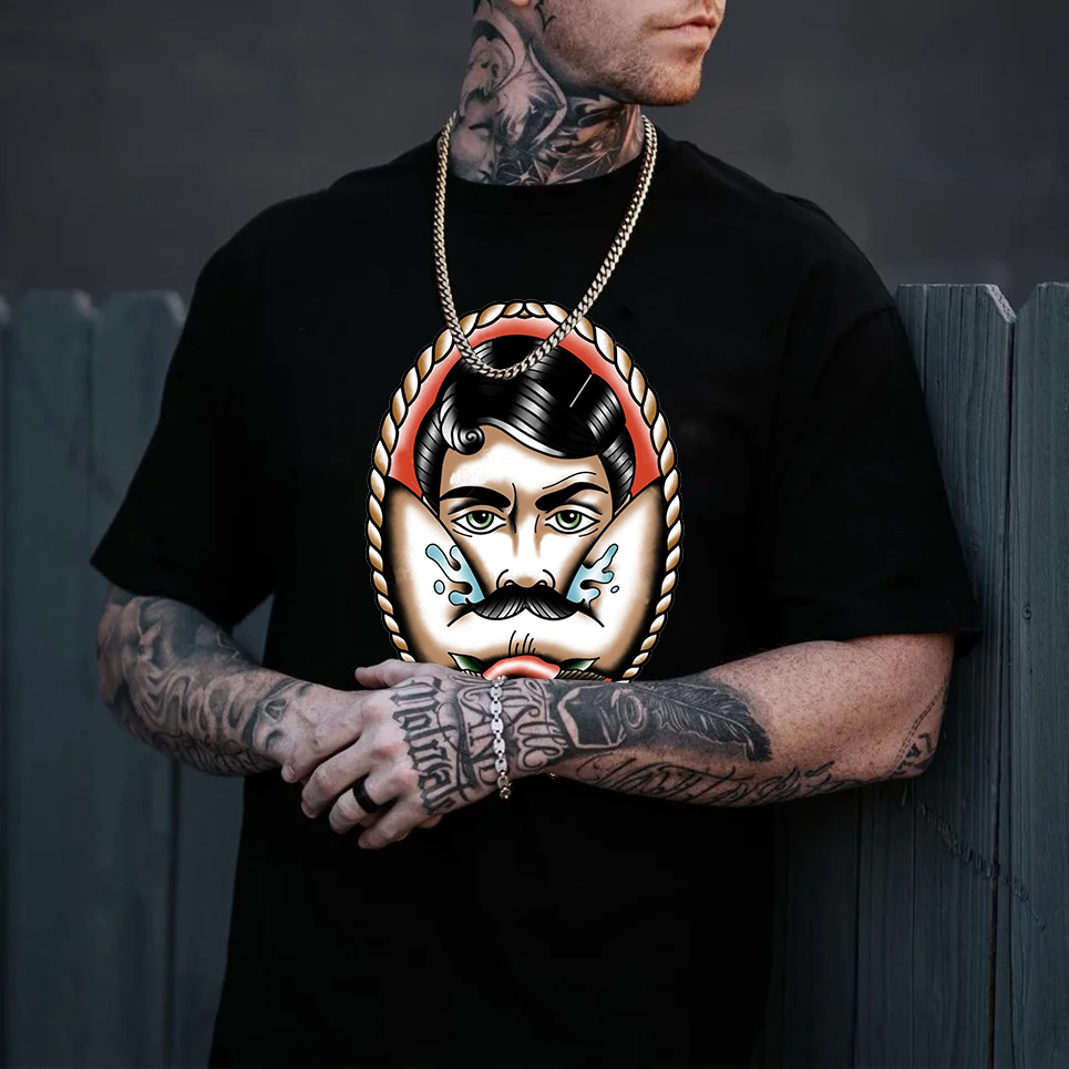 Vintage Rose with Beard Man in the Mirror Print Men's T-shirt