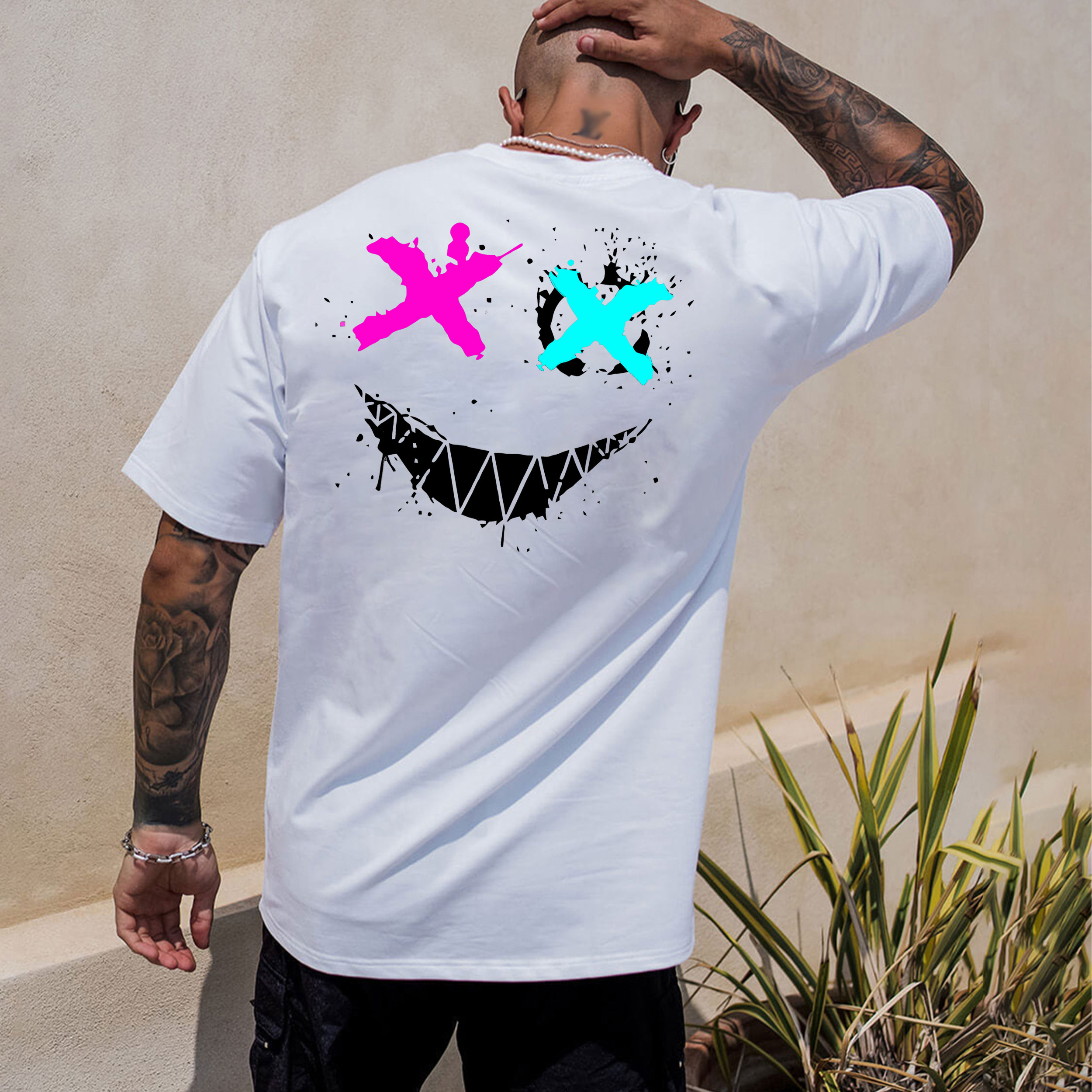 Evil Emoji Graphic Black Print T-Shirt Image - 9