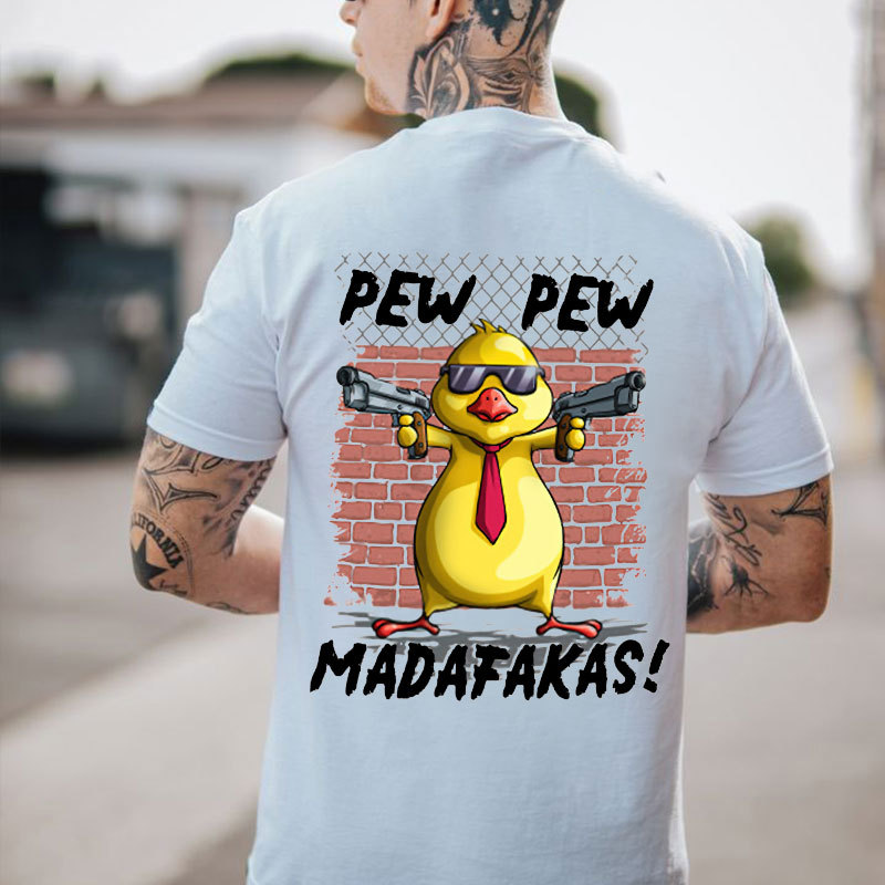 PEW PEW MADAFAKAS Duck Black Print T-shirt