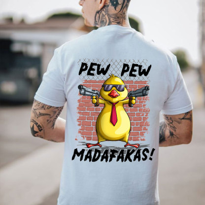 PEW PEW MADAFAKAS Duck Black Print T-shirt