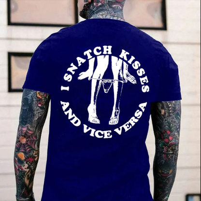 I SNATCH KISSES Sexy Lady Graphic Black Print T-shirt
