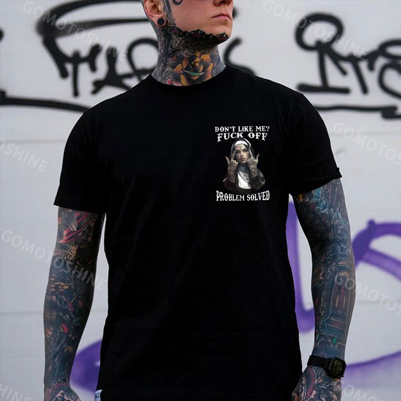DON'T LIKE ME F*CK OFF Defiant Nun Print Men's T-Shirt Image - 2