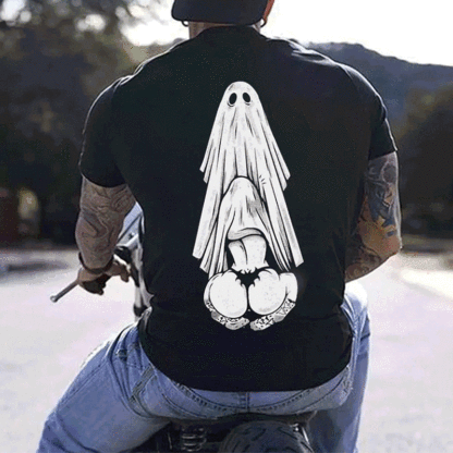 Oral Sex with Ghost Dirty Love Casual Black and White Print T-shirt