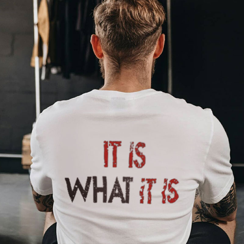 IT IS WHAT IT IS Letter Monogram Black and White Print T-shirt