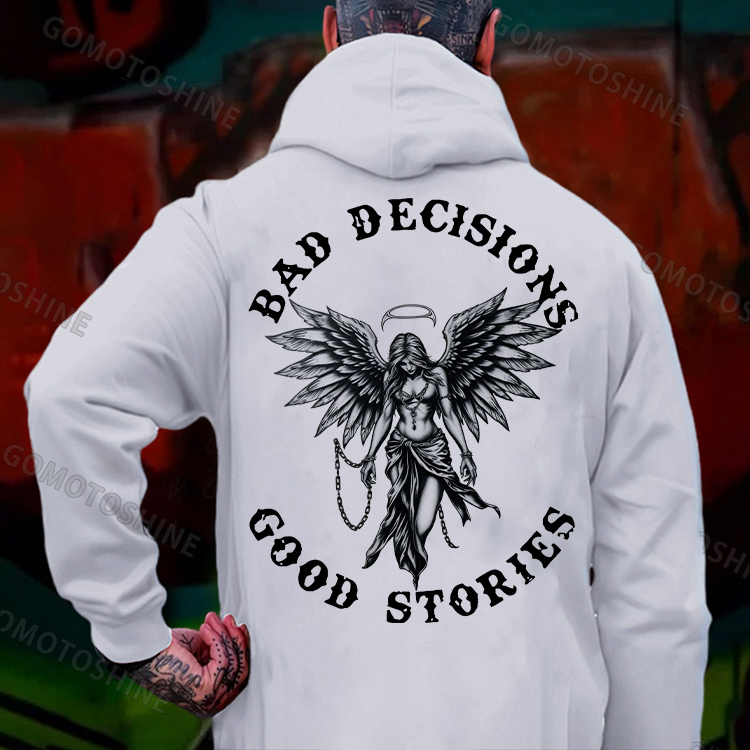 BAD DECISIONS GOOD STORIES Angel Print Men's Hoodie