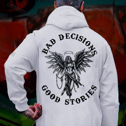 BAD DECISIONS GOOD STORIES Angel Print Men's Hoodie