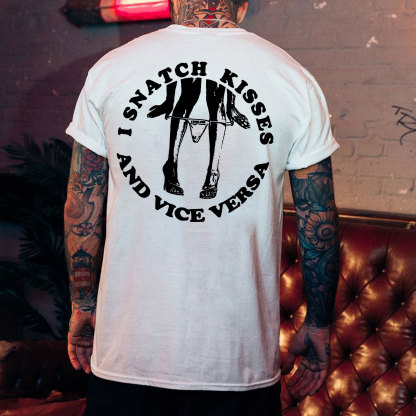 I SNATCH KISSES Sexy Lady Graphic Black Print T-shirt
