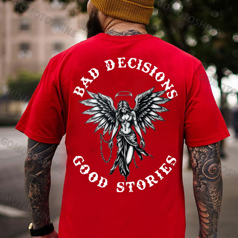 BAD DECISIONS GOOD STORIES Imprisoned Angel Print Men's T-Shirt