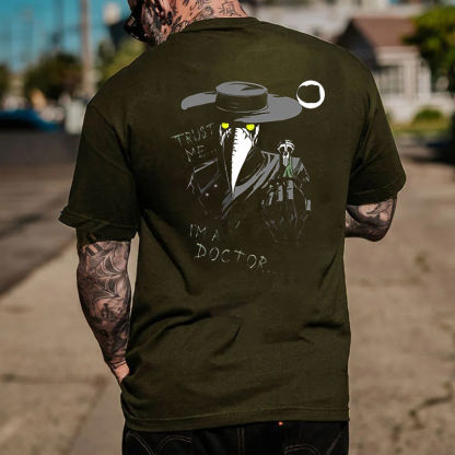TRUST ME I'M A DOCTOR Crow Vintage Black Print T-Shirt