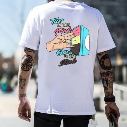 TWO IN THE PINK ONE IN THE STINK Fingers Ice-cream Black Print T-shirt