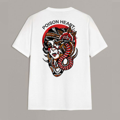 POISON HEART Apple of Sodom Graphic White Print T-shirt