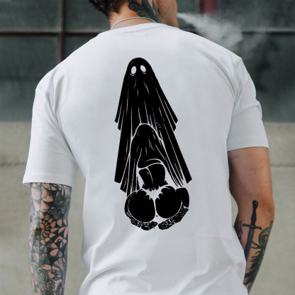 Oral Sex with Ghost Dirty Love Casual Black and White Print T-shirt