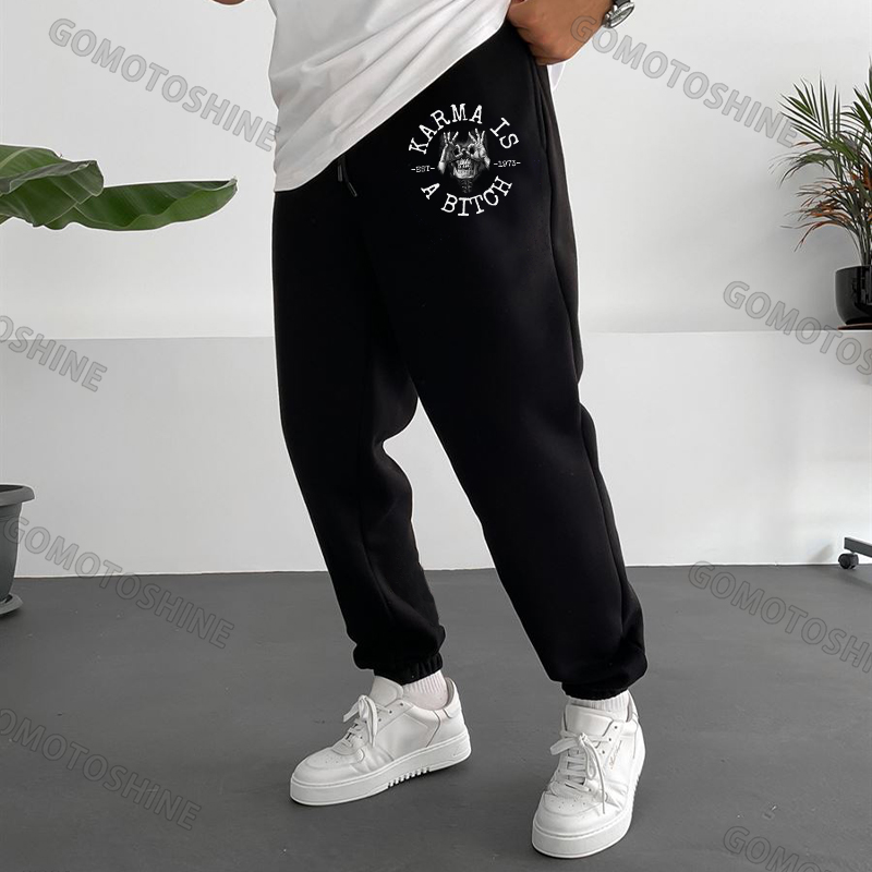 KARMA IS A BITCH Skull With OK Men's Print Sweatpants