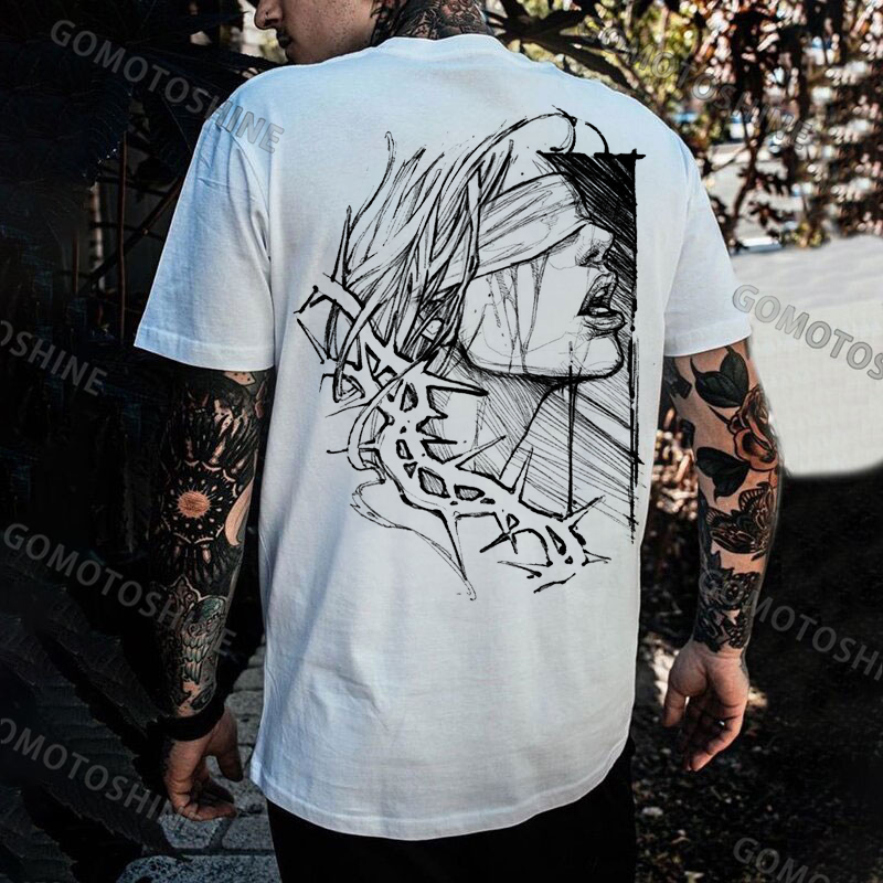 Thorns Hopeless Blindfolded Lady Print Men's T-Shirt