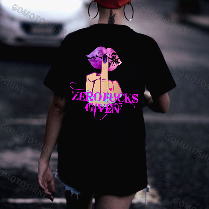 ZERO FUCKS GIVEN Purple Lips Print Women's T-shirt