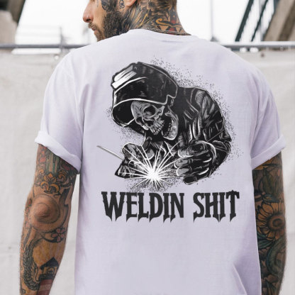 WELDING SHIT Evil Skull Graphic Black Print T-Shirt