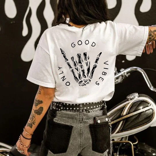 ONLY GOOD VIBES Bone Hand Print Women's T-shirt