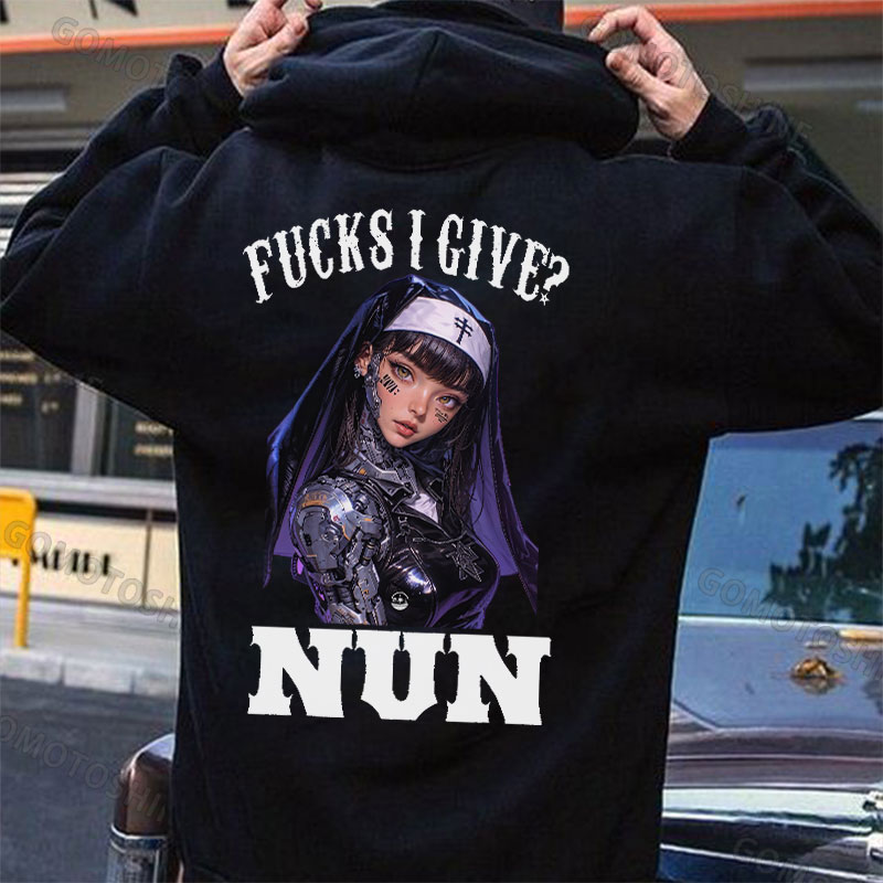 FUCKS I GIVE NUN Cyber Nun Print Men's Hoodie