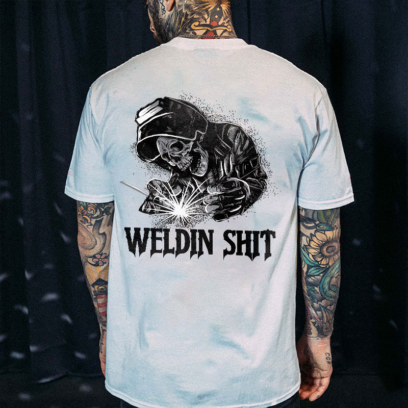 WELDING SHIT Evil Skull Graphic Black Print T-Shirt