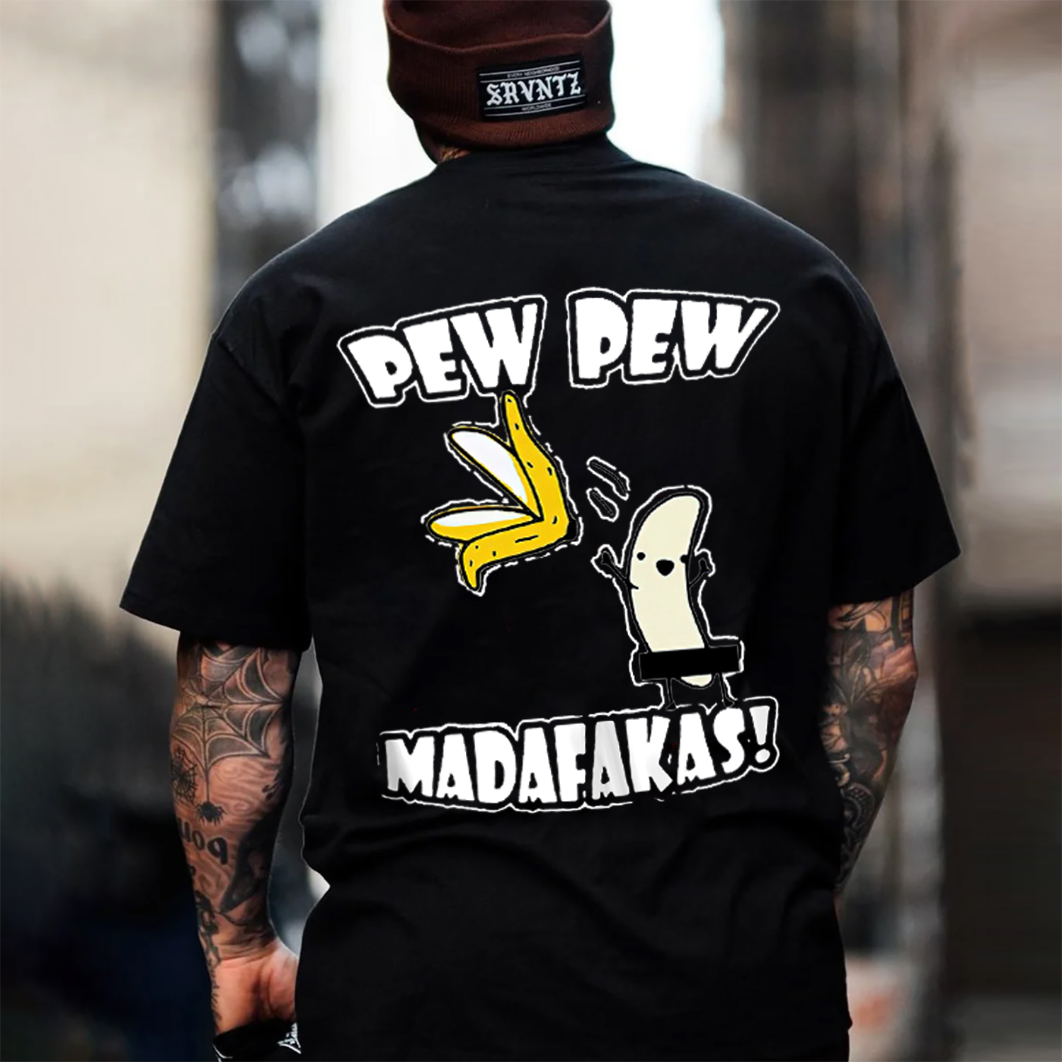 PEW PEW MADAFAKAS Peeled Banana Print Men's T-shirt