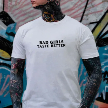 BAD GIRLS TASTE BETTER Sucking Finger Nun Print Men's T-Shirt