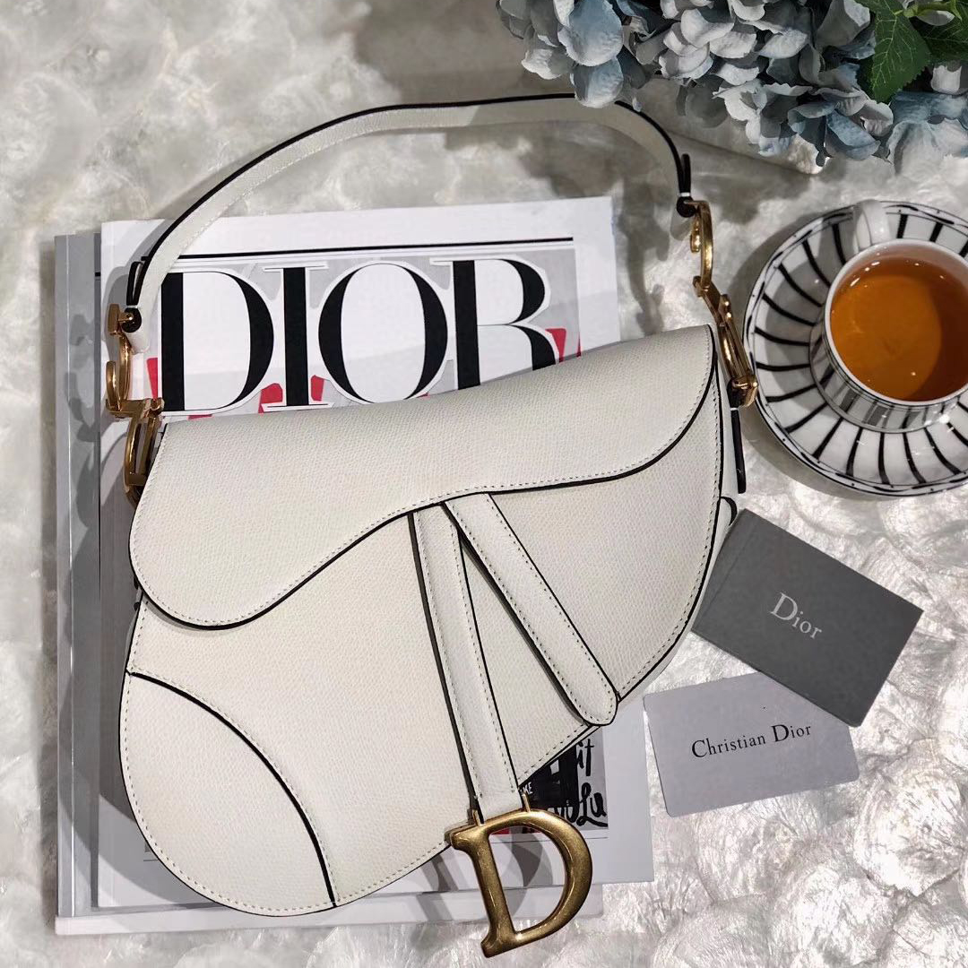 Christian Dior Saddle Bag Oblique Latte Grained Calfskin