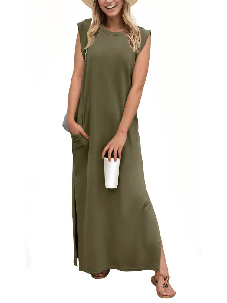 Women's Casual Loose Split Wrinkle-Free Maxi Dress