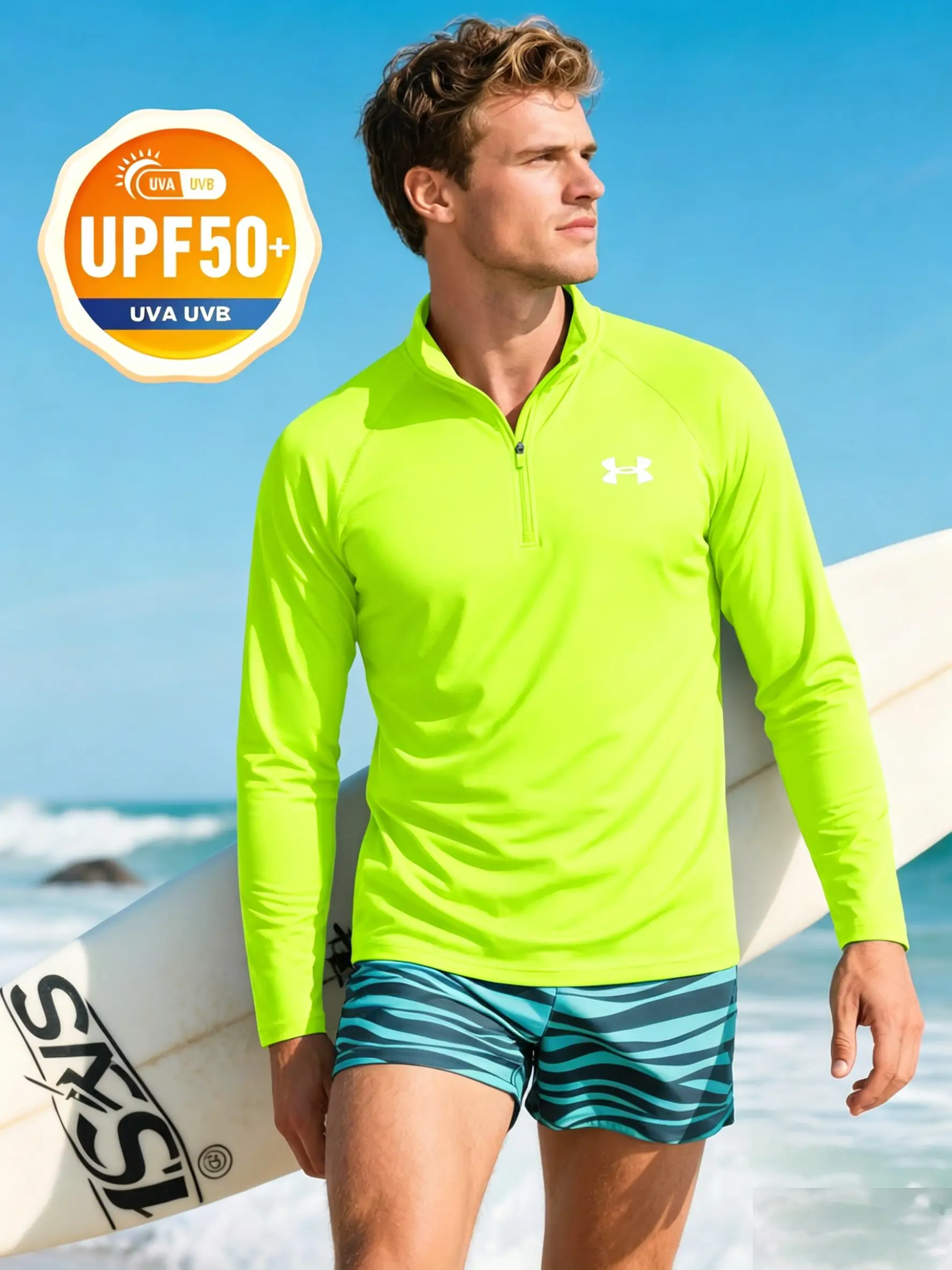 UPF 50+ Half Zip Sun Protection Long Sleeve Shirt