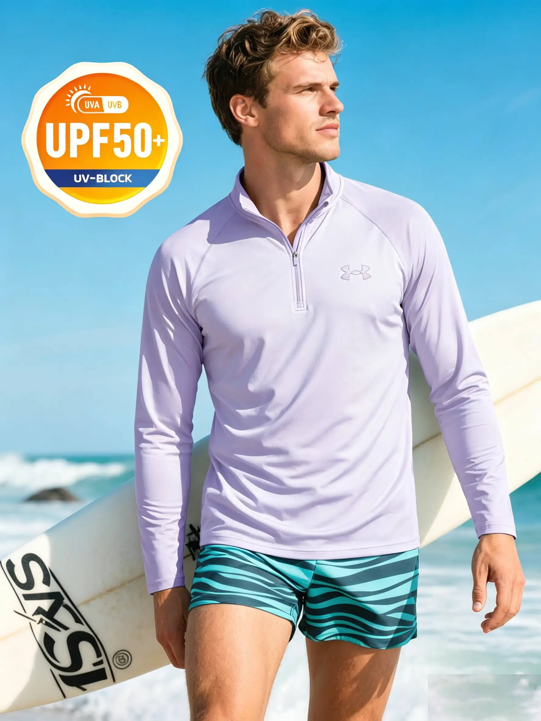 UPF 50+ Half Zip Sun Protection Long Sleeve Shirt