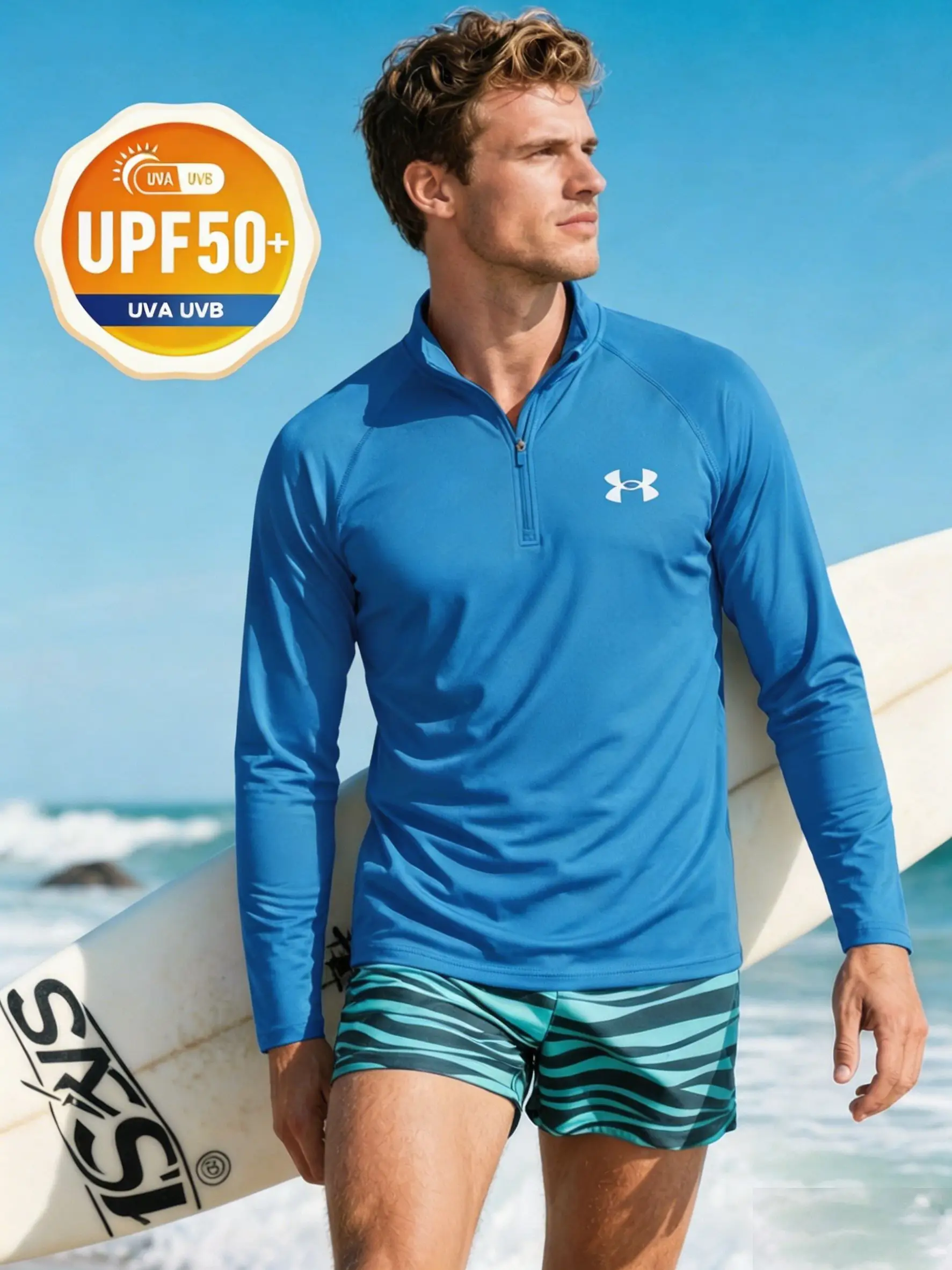 UPF 50+ Half Zip Sun Protection Long Sleeve Shirt