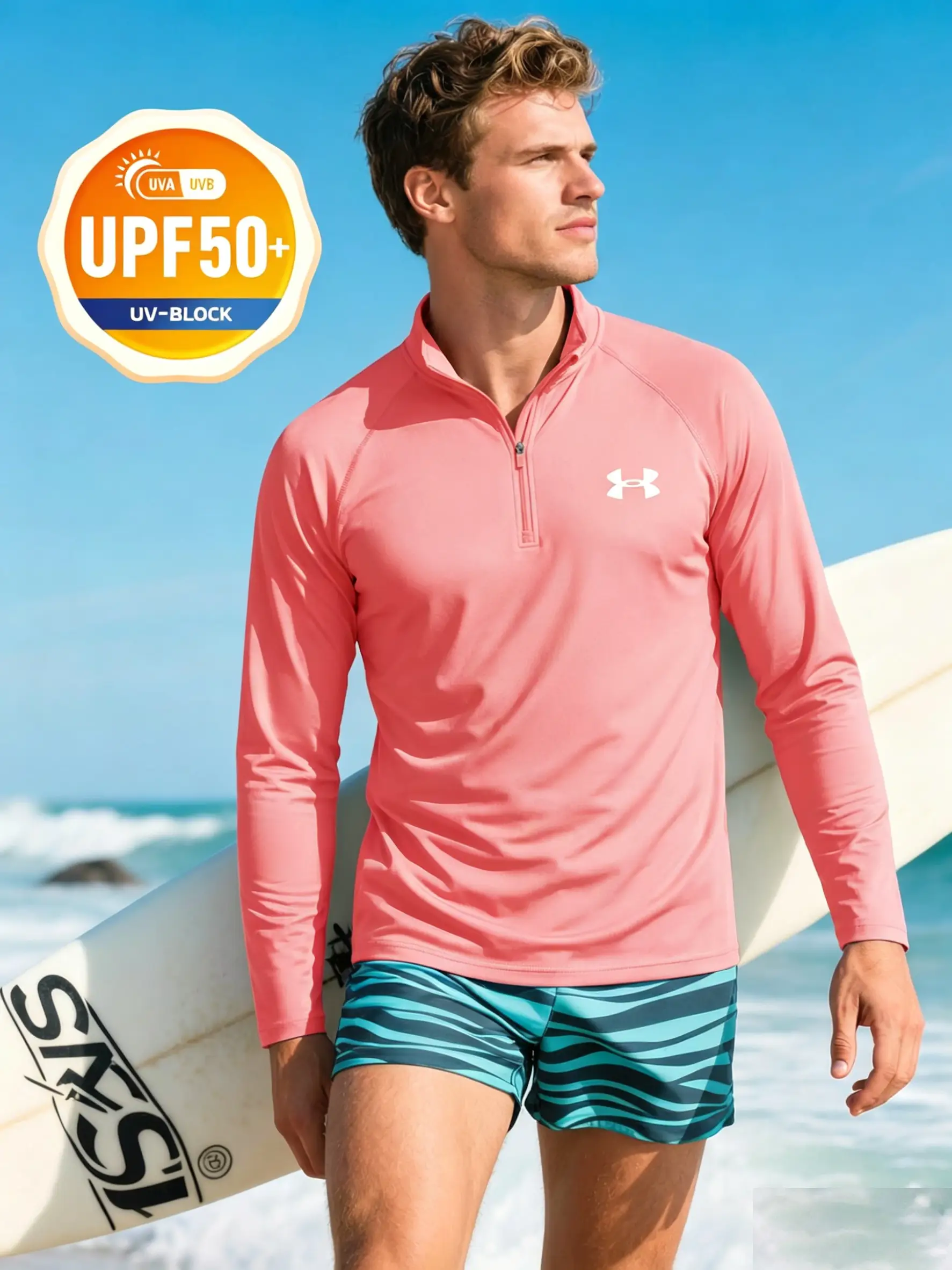 UPF 50+ Half Zip Sun Protection Long Sleeve Shirt