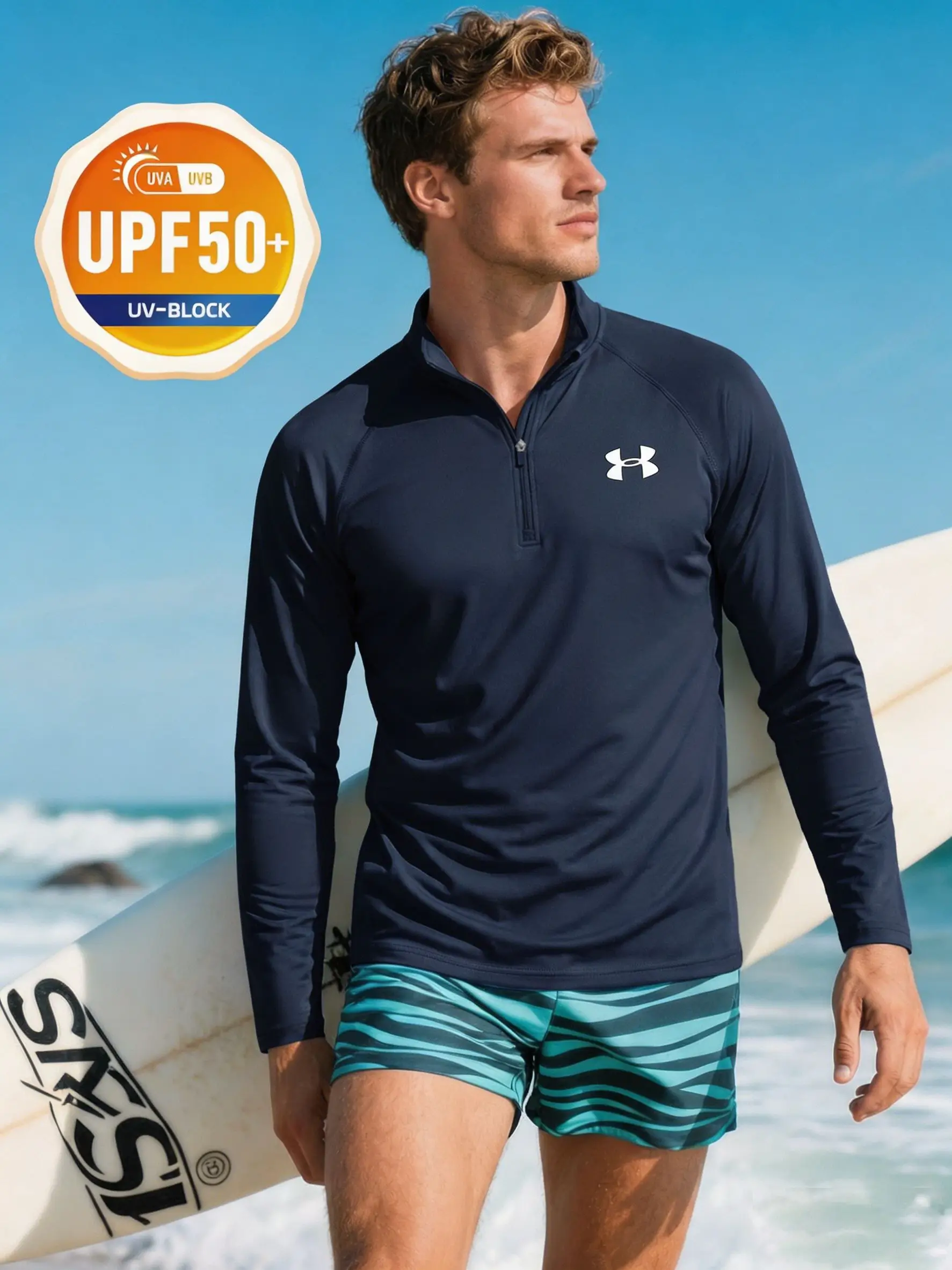 UPF 50+ Half Zip Sun Protection Long Sleeve Shirt