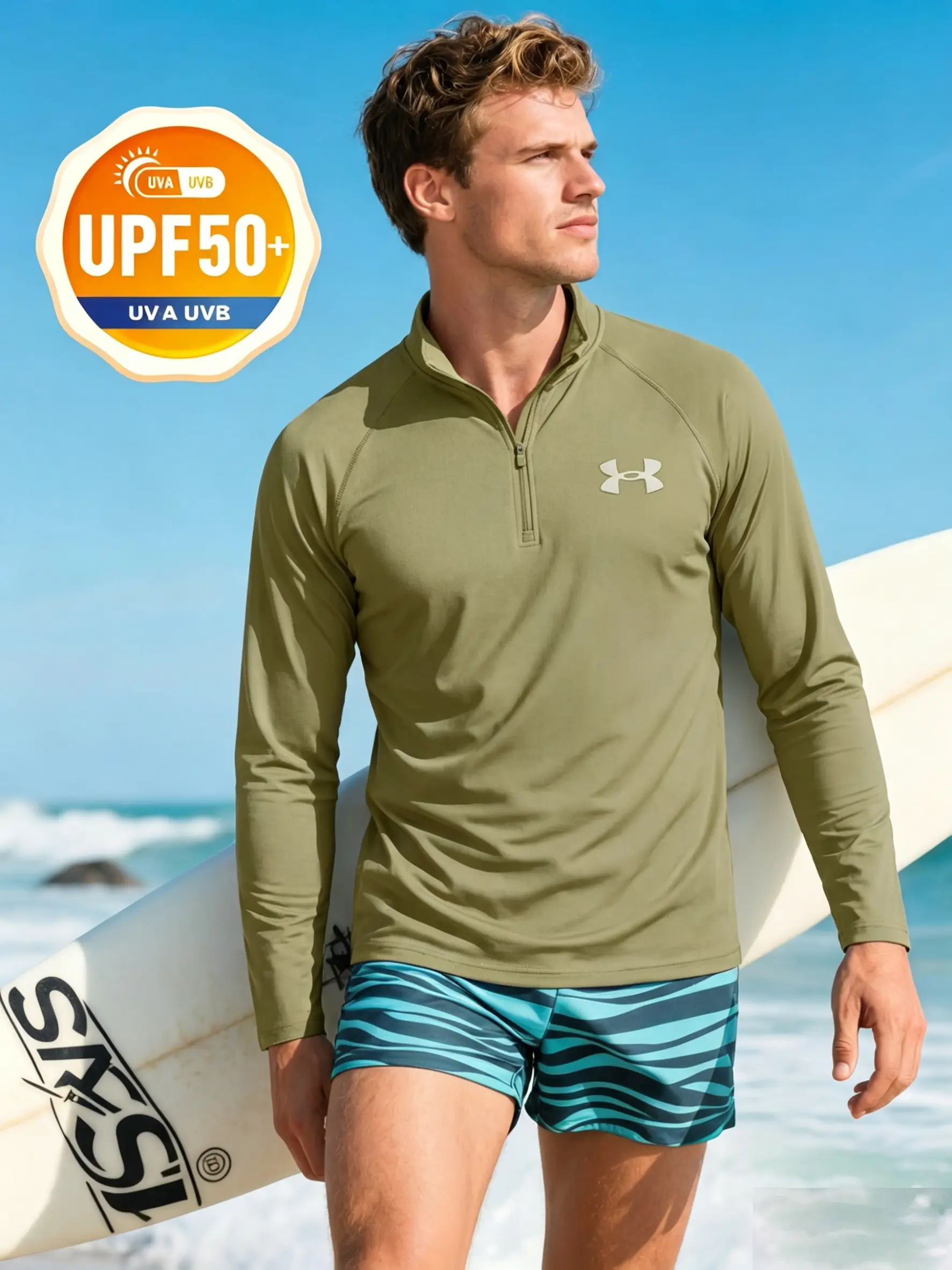 UPF 50+ Half Zip Sun Protection Long Sleeve Shirt