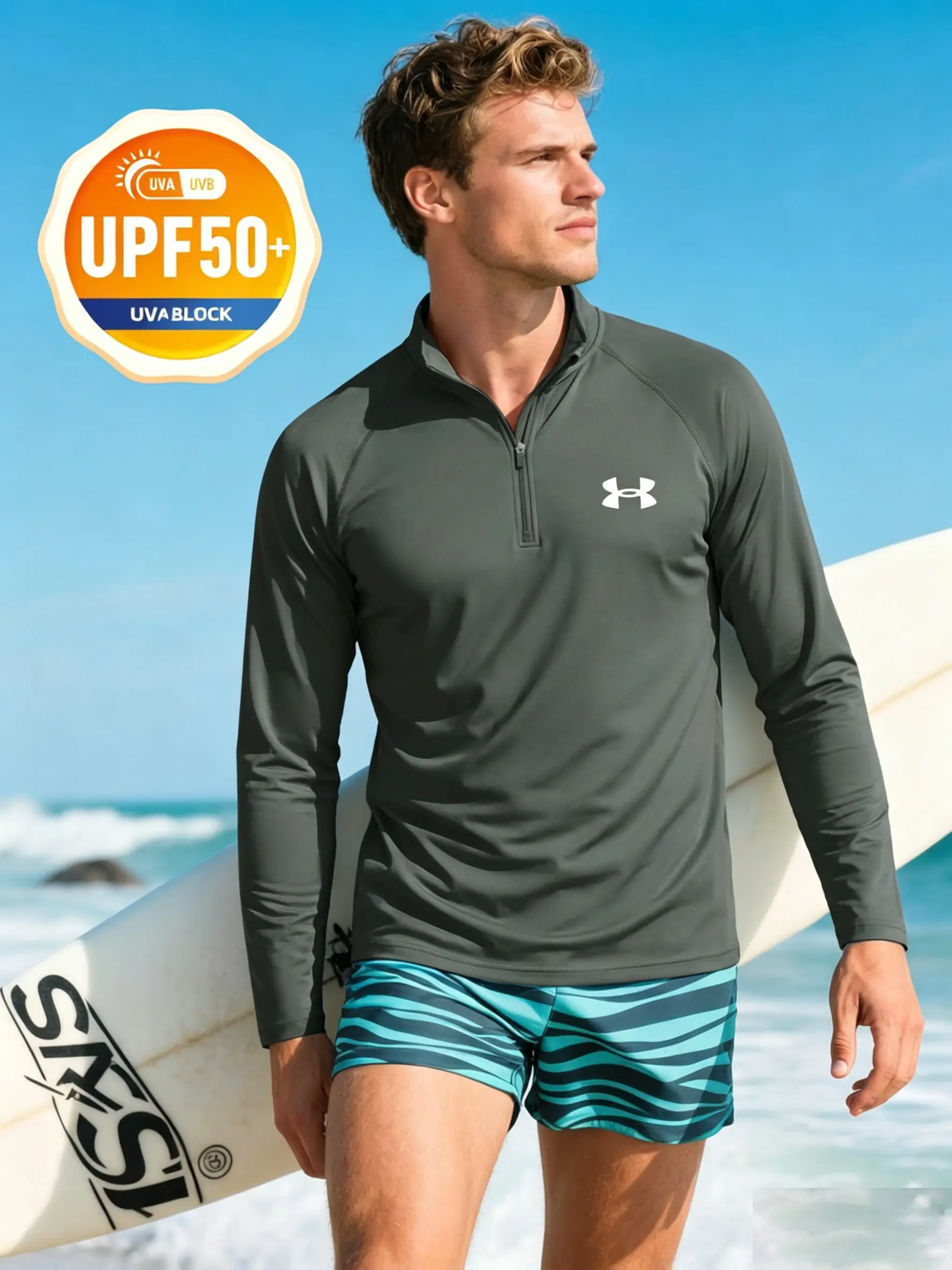 UPF 50+ Half Zip Sun Protection Long Sleeve Shirt