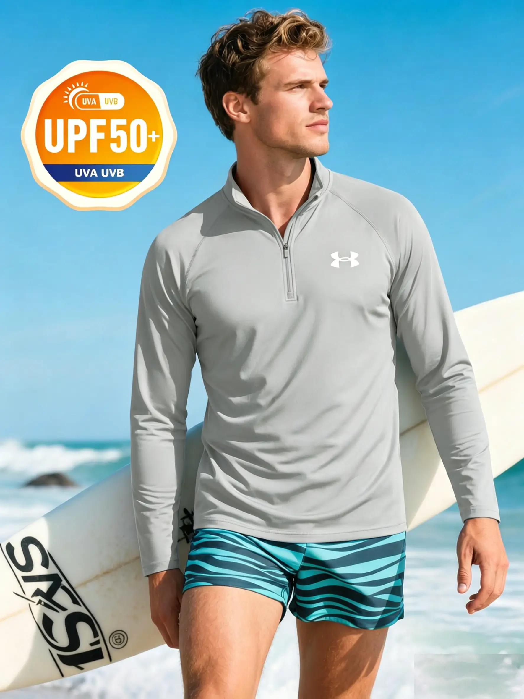 UPF 50+ Half Zip Sun Protection Long Sleeve Shirt