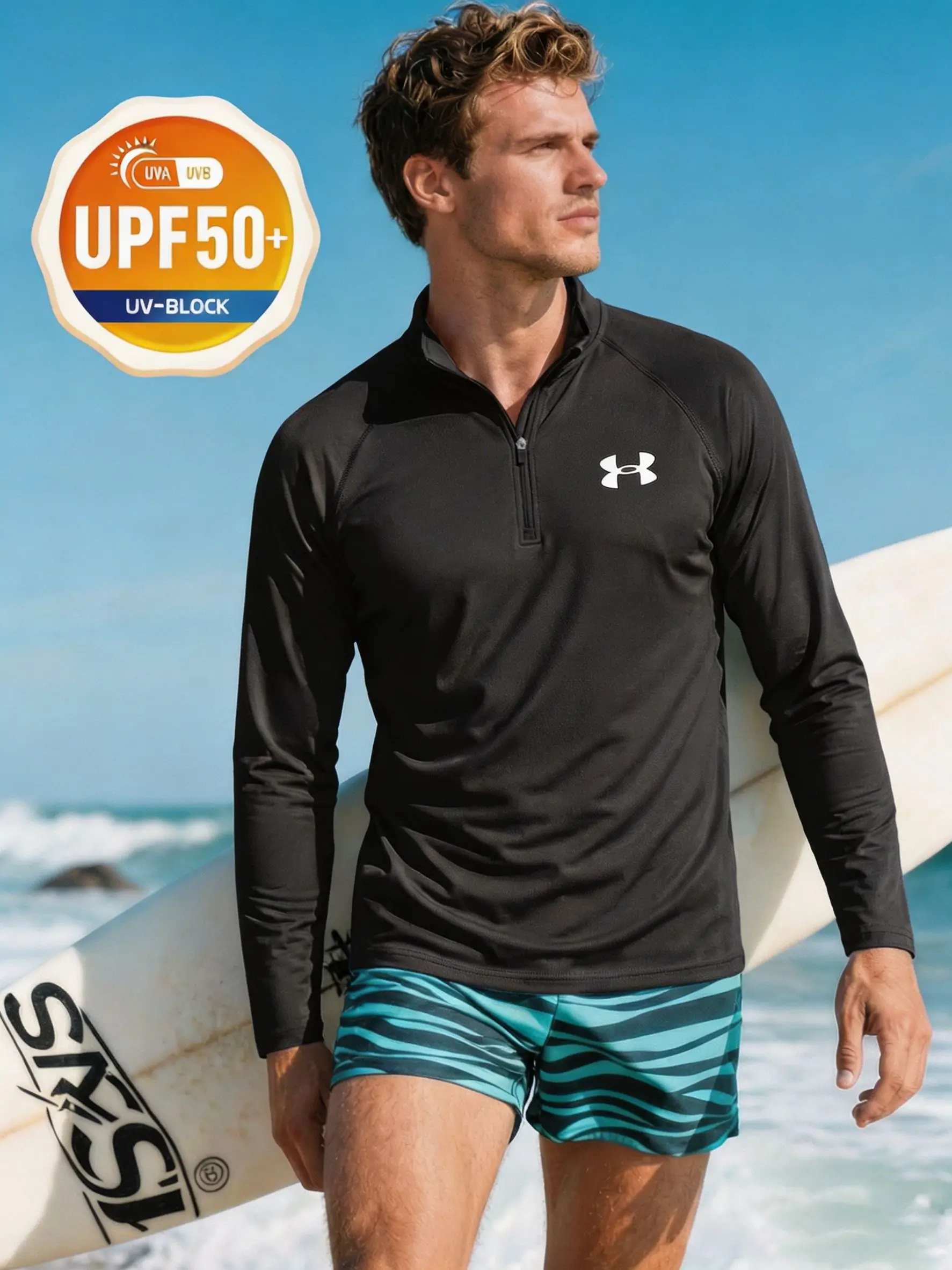 UPF 50+ Half Zip Sun Protection Long Sleeve Shirt