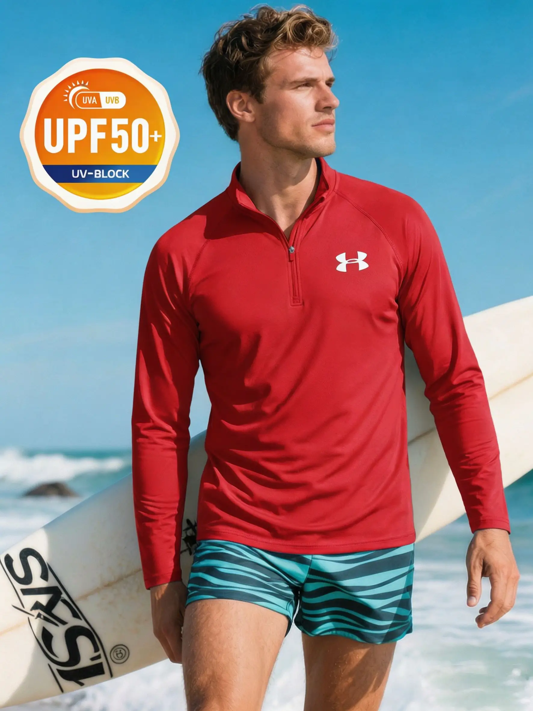 UPF 50+ Half Zip Sun Protection Long Sleeve Shirt