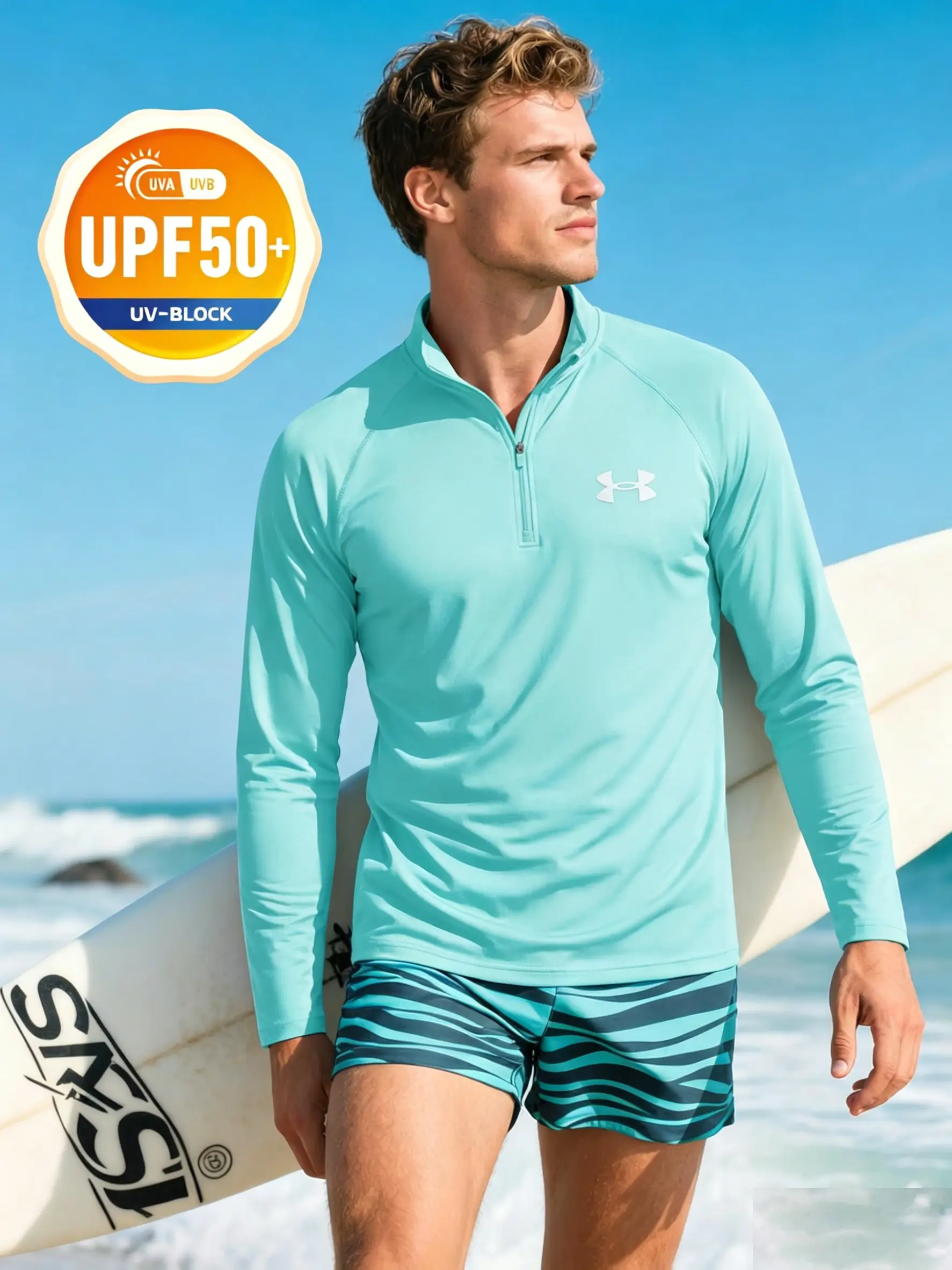 UPF 50+ Half Zip Sun Protection Long Sleeve Shirt