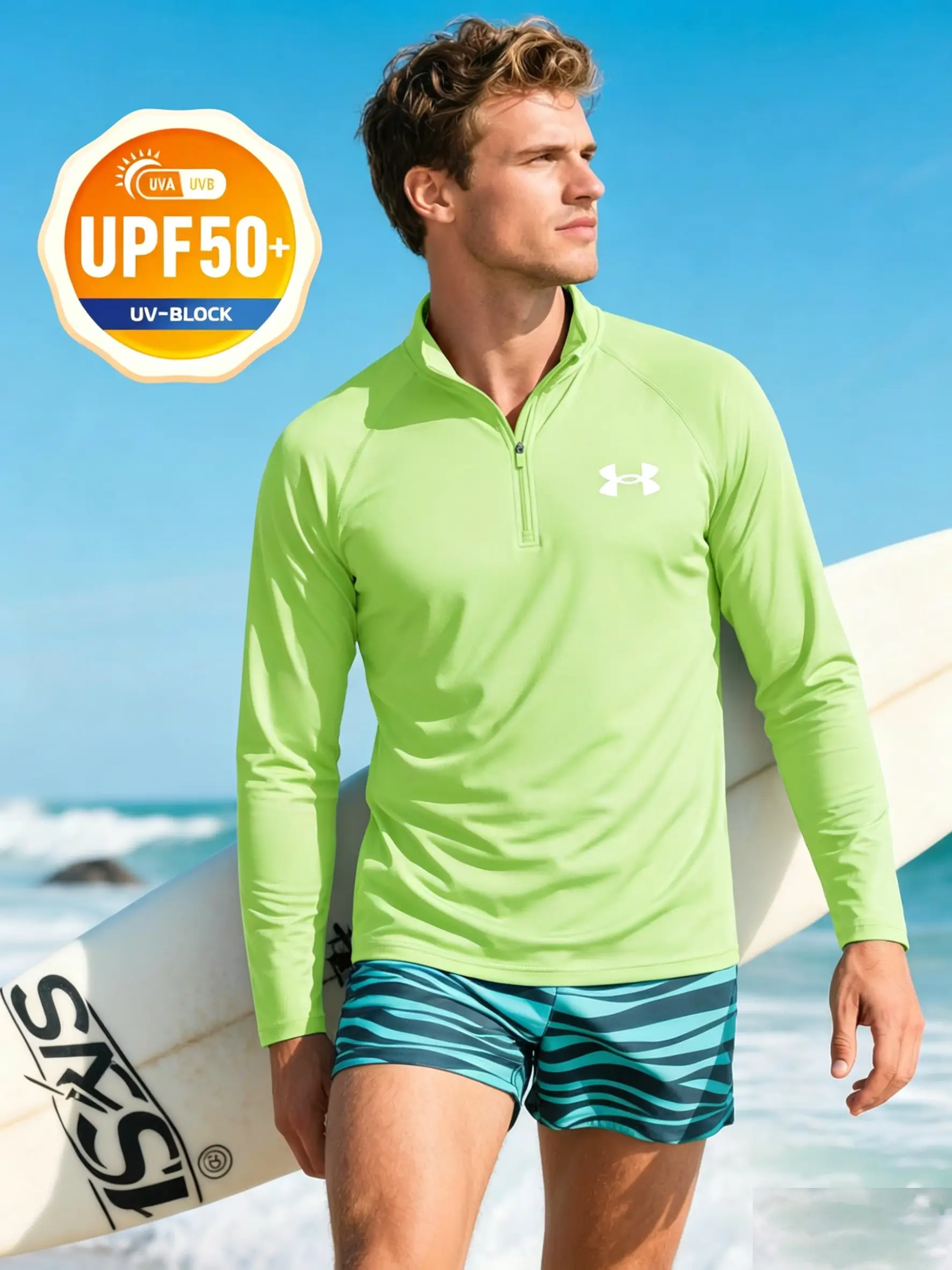 UPF 50+ Half Zip Sun Protection Long Sleeve Shirt