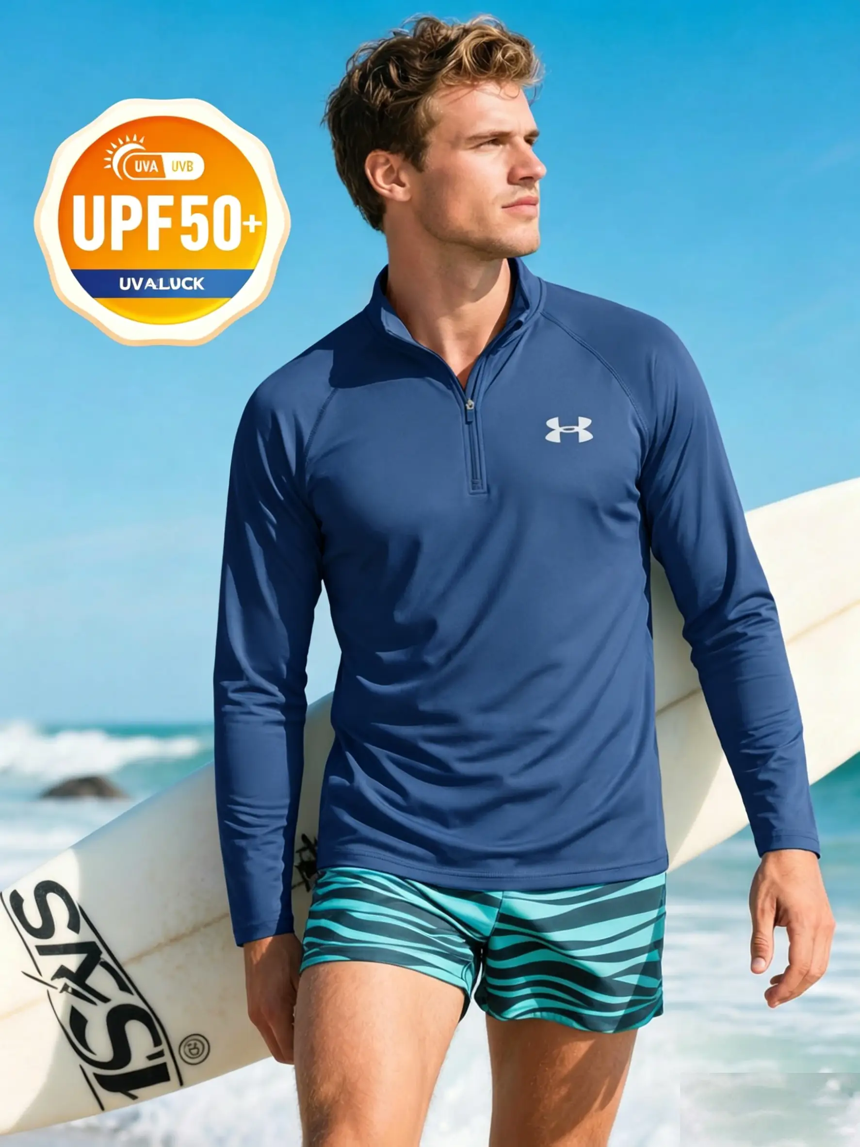 UPF 50+ Half Zip Sun Protection Long Sleeve Shirt