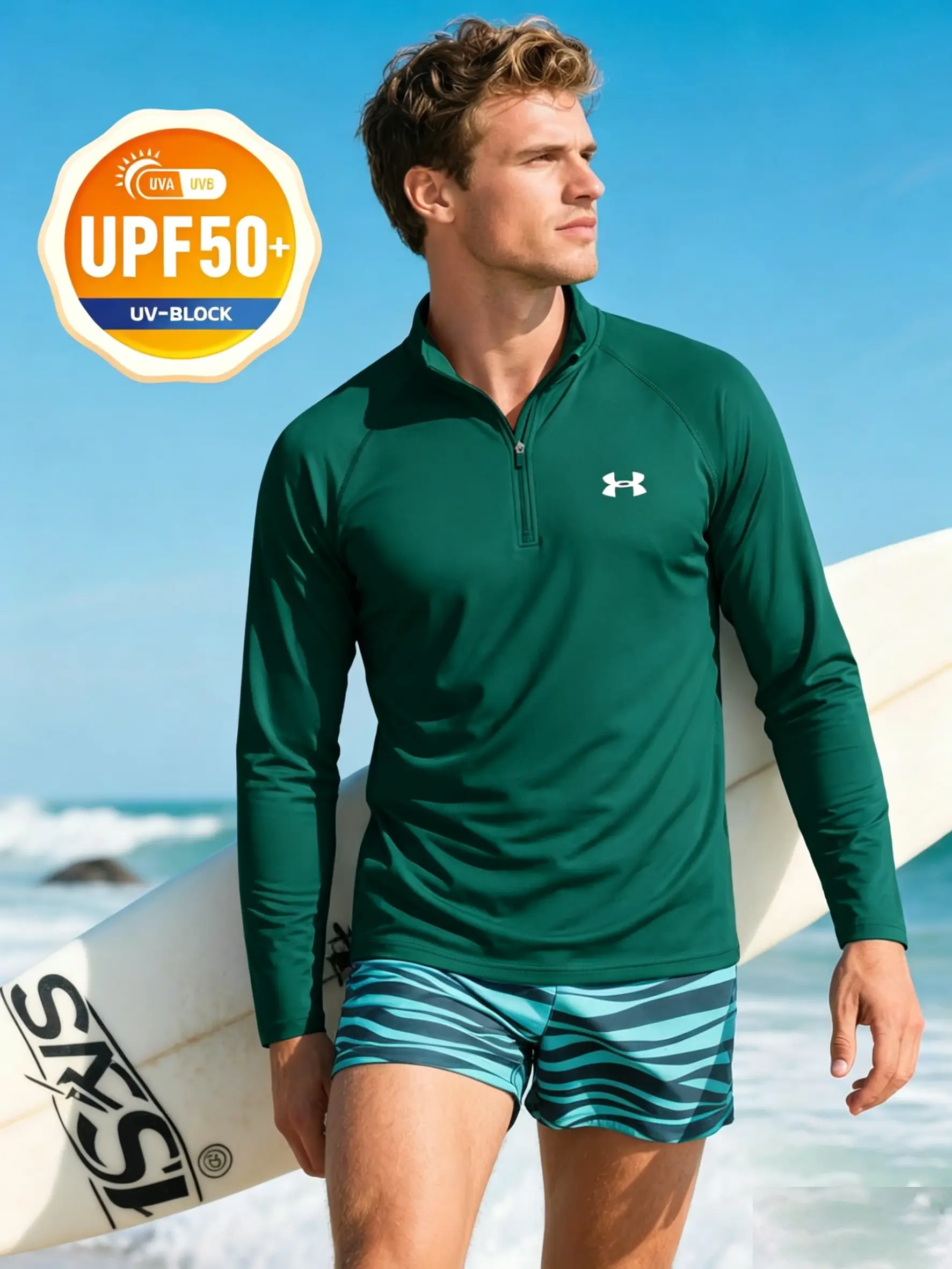 UPF 50+ Half Zip Sun Protection Long Sleeve Shirt