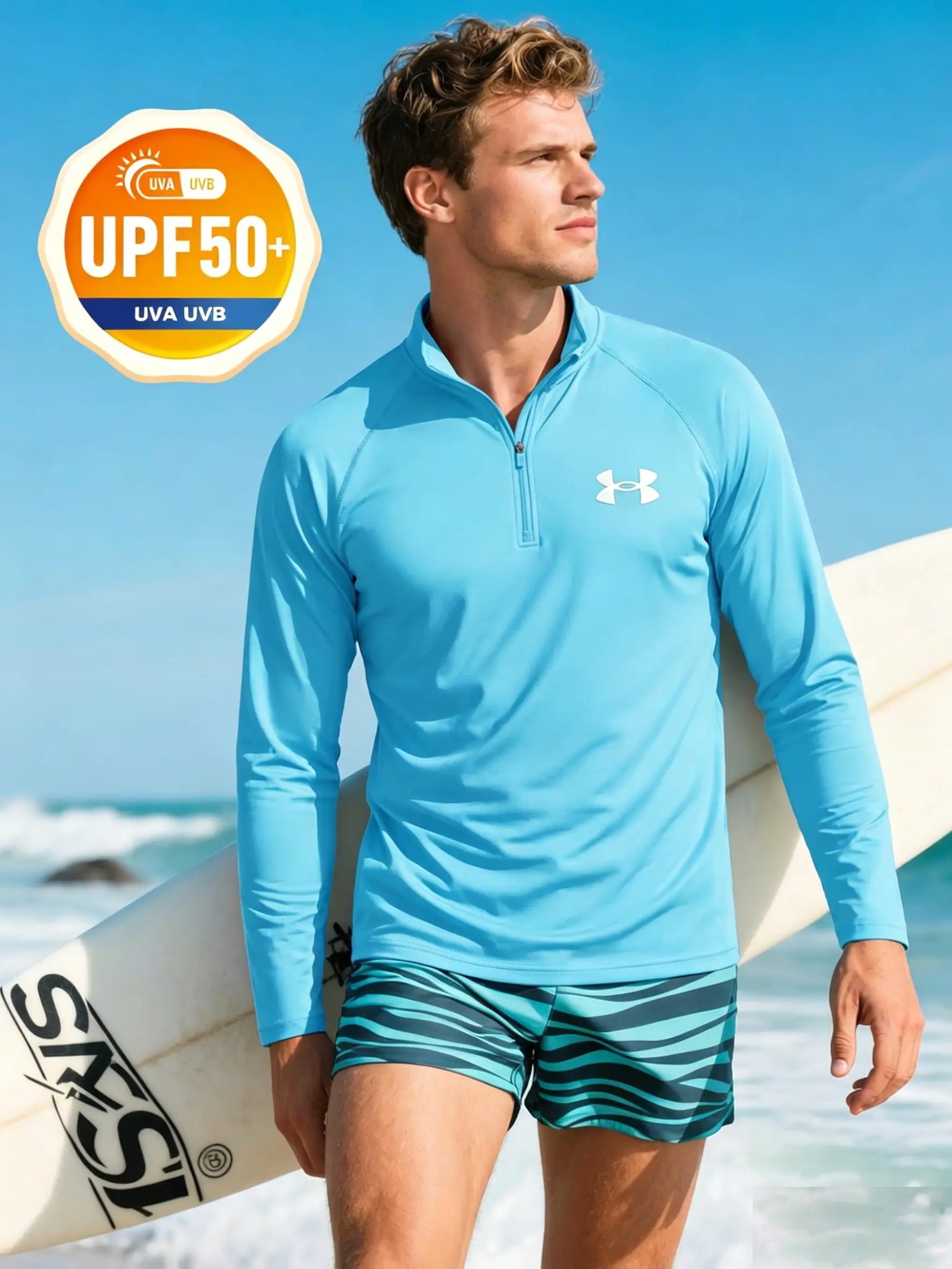 UPF 50+ Half Zip Sun Protection Long Sleeve Shirt